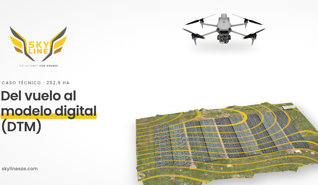 Del vuelo al modelo digital (DTM): levantamiento topográfico de 252,9 ha con DJI Matrice 4E y red GNSS